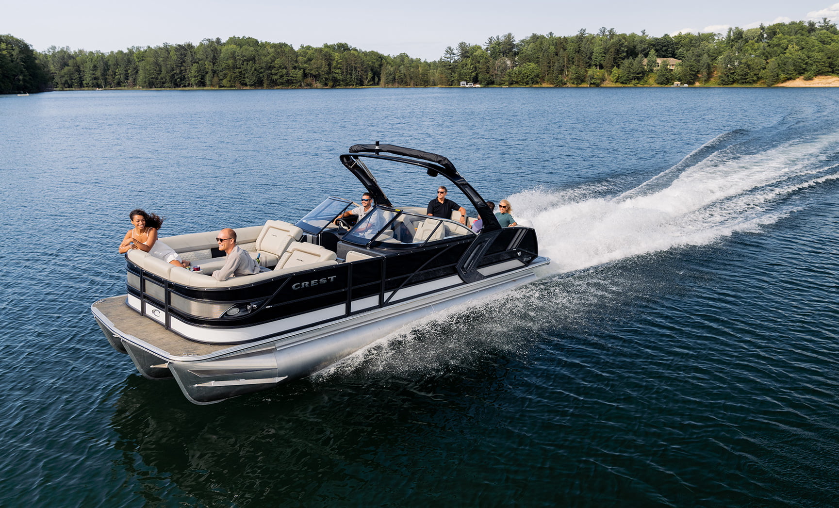 Crest Continental | Luxury Pontoon with full windshield